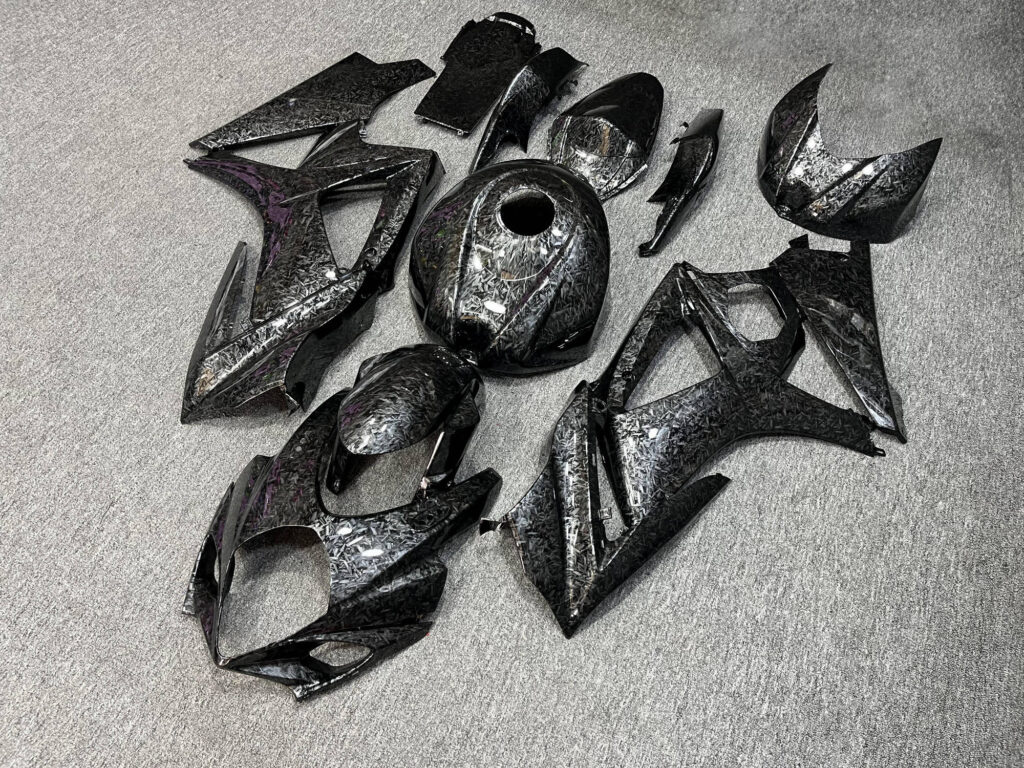 Suzuki GSXR 1000 custom ABS fairings 2007 - 2008 in Gloss Forged Carbon Fiber Style - durable replacement kit, Monster Fairings