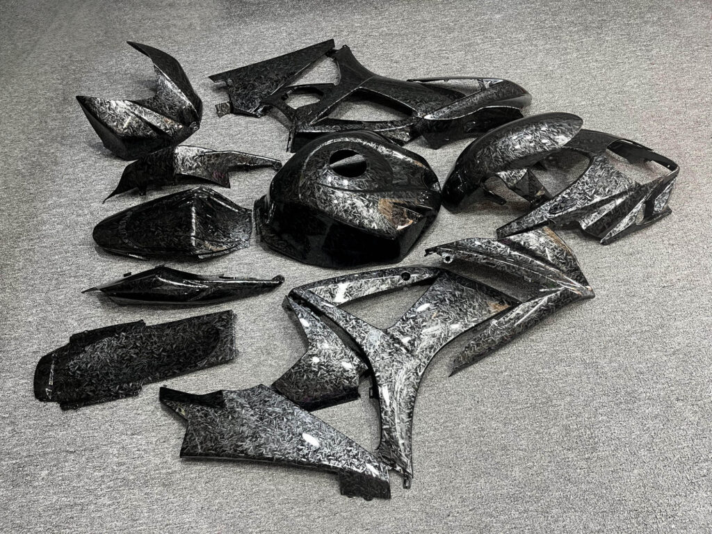 2007 - 2008 Suzuki GSXR 1000 Gloss Forged Carbon Fiber Style fairing set - ABS injection, custom painted by Monster Fairings