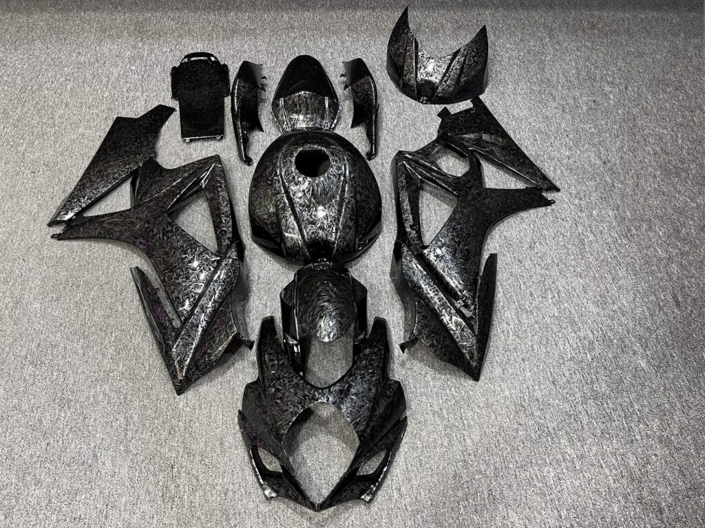 Suzuki GSXR 1000 2007 - 2008 Gloss Forged Carbon Fiber Style ABS fairings - custom motorcycle bodywork kit by Monster Fairings