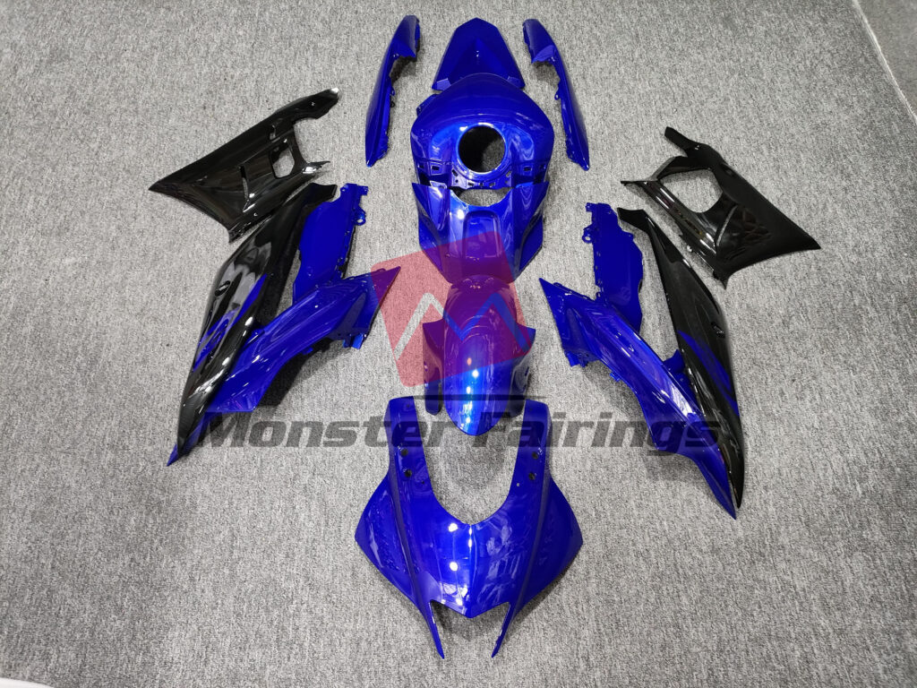 Yamaha R3 2019 - 2021 Gloss Blue Black ABS fairings - custom motorcycle bodywork kit by Monster Fairings