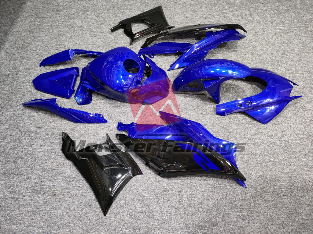 2019 - 2021 Yamaha R3 Gloss Blue Black fairing set - ABS injection, custom painted by Monster Fairings