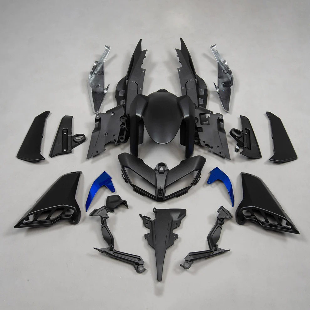 Yamaha MT09 2017 - 2019 Black Silver and Blue ABS fairings - custom motorcycle bodywork kit by Monster Fairings
