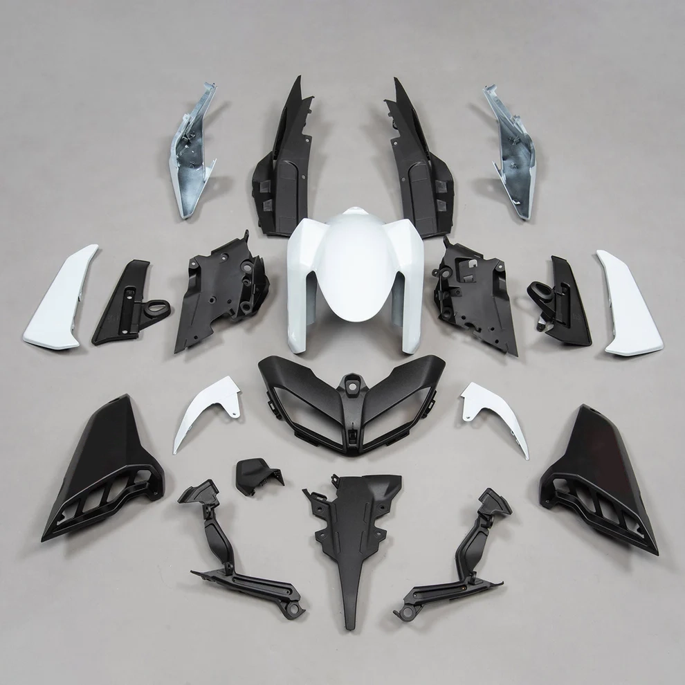 Yamaha MT09 2017 - 2019 Matte Black and White ABS fairings - custom motorcycle bodywork kit by Monster Fairings