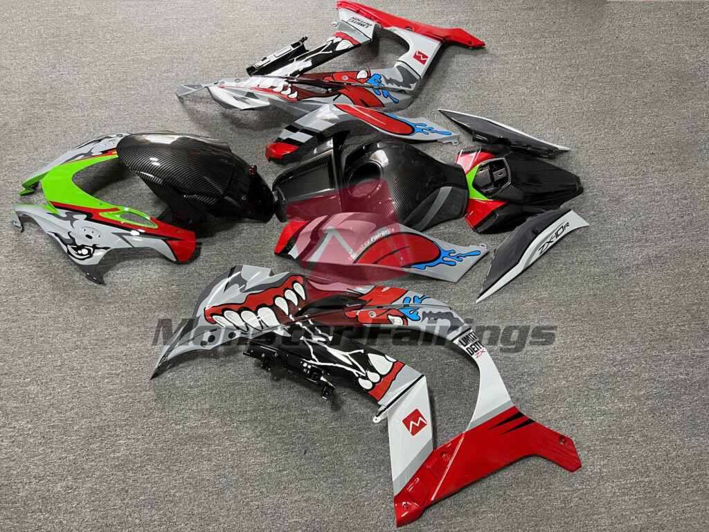 2016 - 2020 Kawasaki ZX10R Monster Shark fairing set - ABS injection, custom painted by Monster Fairings