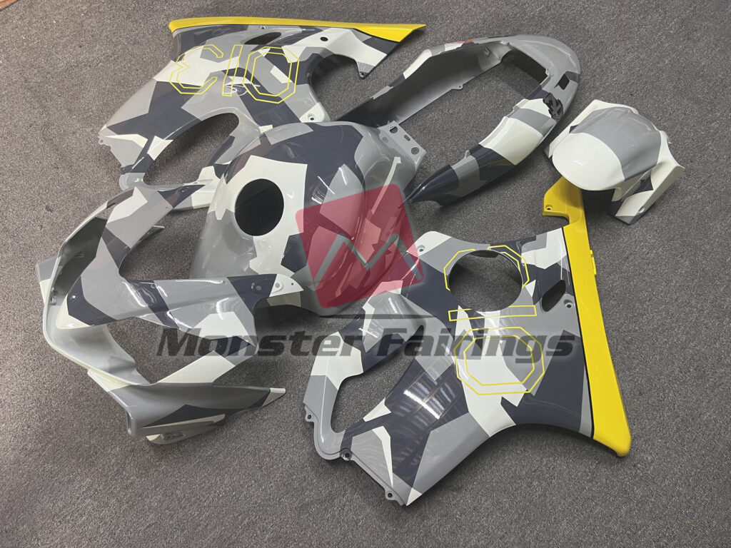 Gloss Gray Camo with Yellow ABS fairings for Honda CBR600F4i 2004 - 2007 - premium OEM fit kit by Monster Fairings