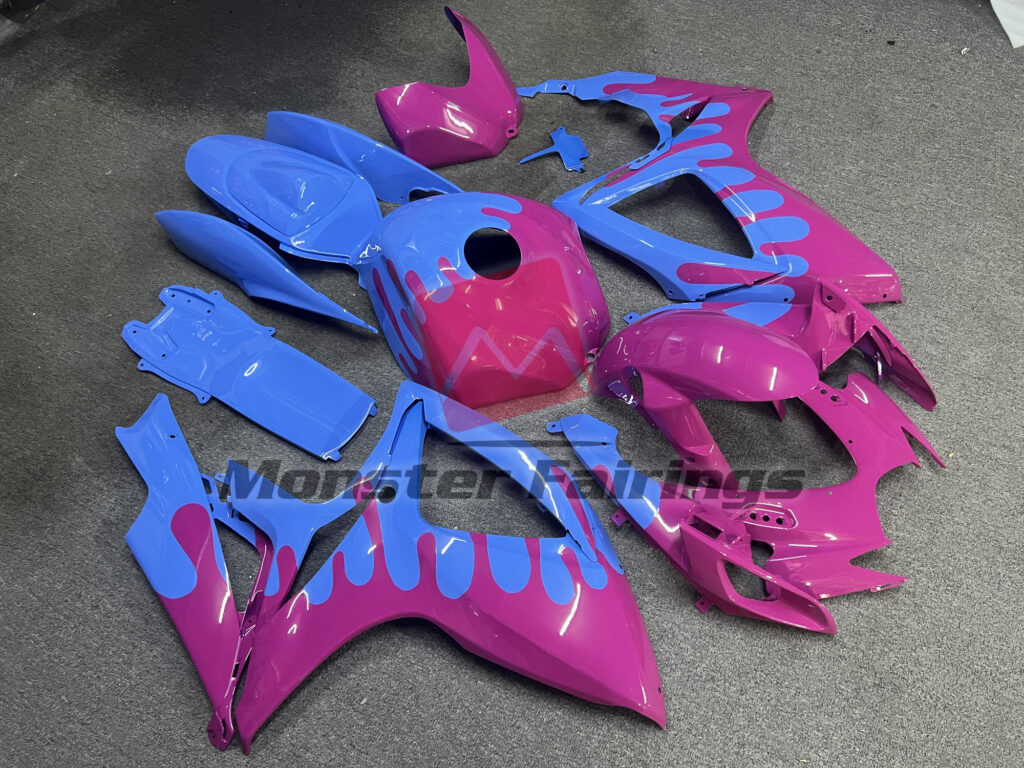 2006 - 2007 Suzuki GSXR 600 - 750 Spilled Gloss Purple and Blue fairing set - ABS injection, custom painted by Monster Fairings