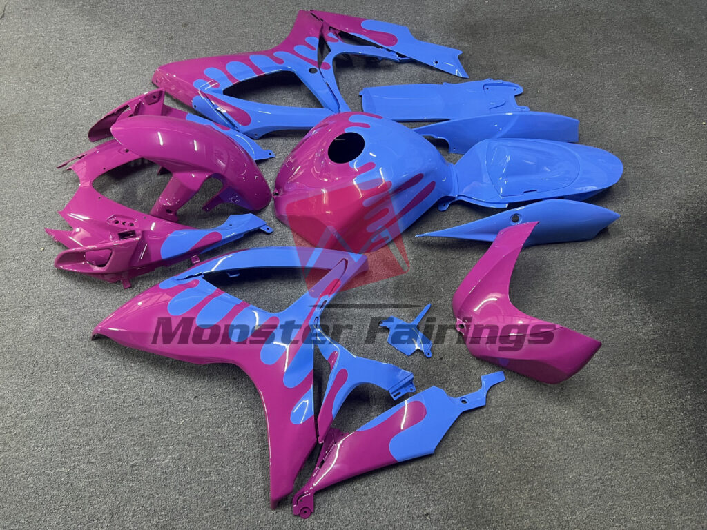 Suzuki GSXR 600 - 750 custom ABS fairings 2006 - 2007 in Spilled Gloss Purple and Blue - durable replacement kit, Monster Fairings