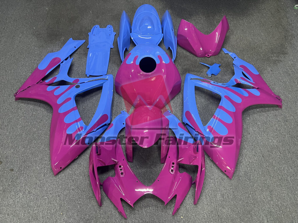 Suzuki GSXR 600 - 750 2006 - 2007 Spilled Gloss Purple and Blue ABS fairings - custom motorcycle bodywork kit by Monster Fairings