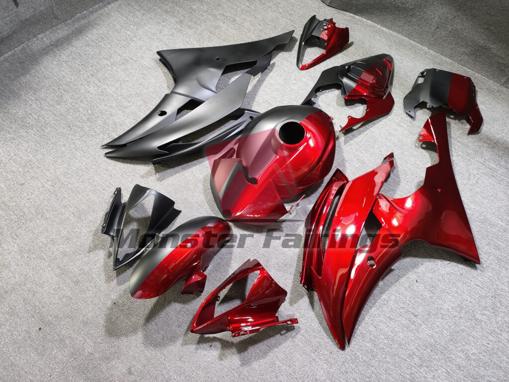 Matte Black Gloss Candy Red Split ABS fairings for Yamaha R6 2008 - 2016 - premium OEM fit kit by Monster Fairings
