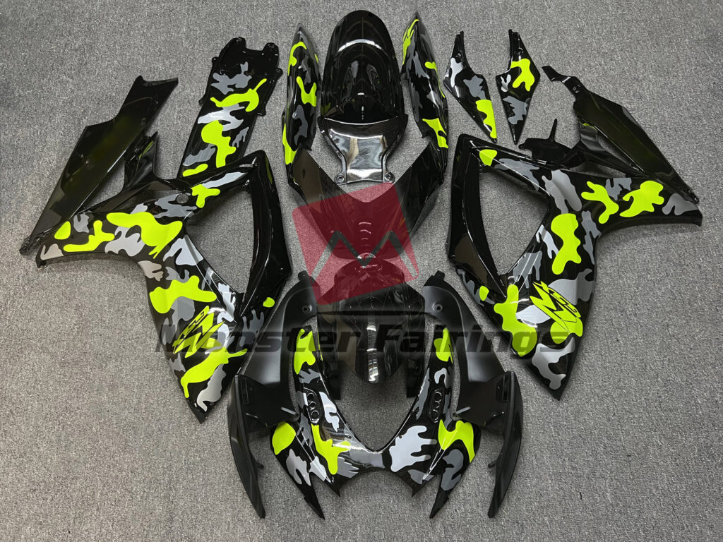Suzuki GSXR 600 - 750 2006 - 2007 Gloss High Vis Camo ABS fairings - custom motorcycle bodywork kit by Monster Fairings