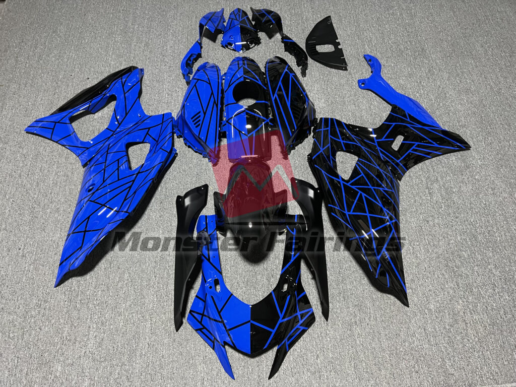 Yamaha R7 2021 - 2025 Gloss Blue & and Black Split ABS fairings - custom motorcycle bodywork kit by Monster Fairings