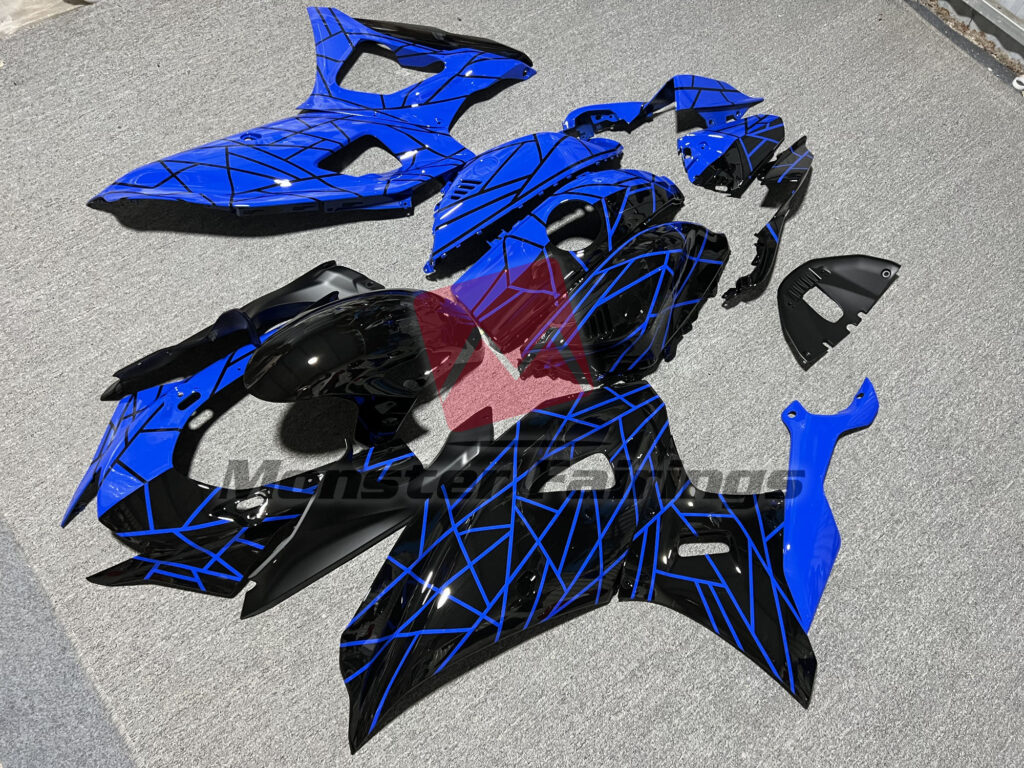 Gloss Blue & and Black Split ABS fairings for Yamaha R7 2021 - 2025 - premium OEM fit kit by Monster Fairings