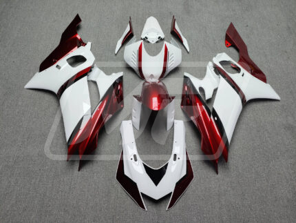 Yamaha R6 2017-2022 Gloss White & Candy Red ABS Fairings | Monster Fairings