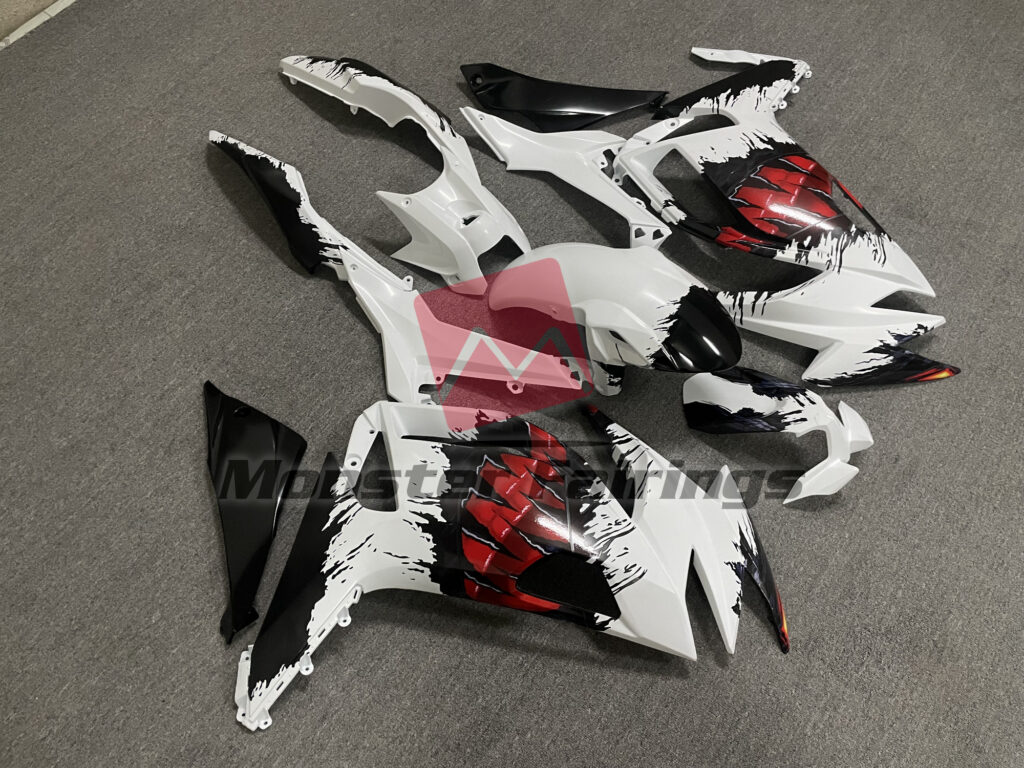 2020 - 2025 Kawasaki Ninja 650R Gloss White Custom fairing set - ABS injection, custom painted by Monster Fairings