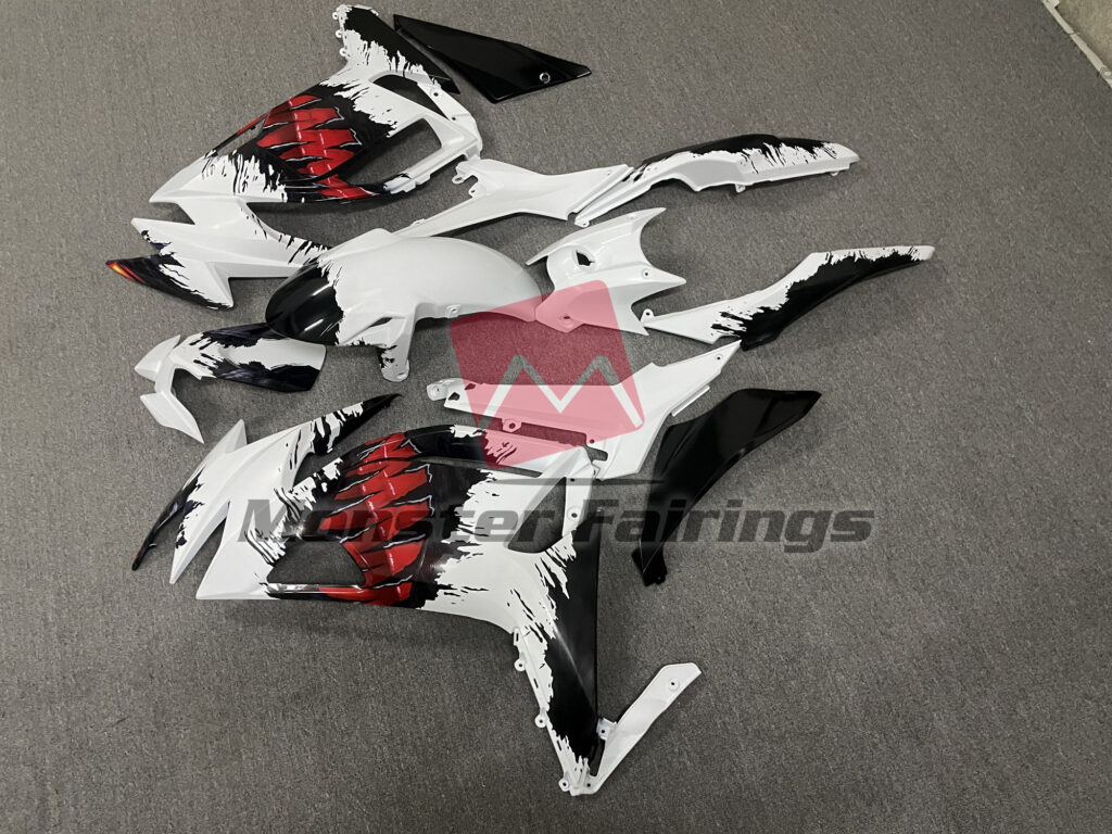 Kawasaki Ninja 650R custom ABS fairings 2020 - 2025 in Gloss White Custom - durable replacement kit, Monster Fairings