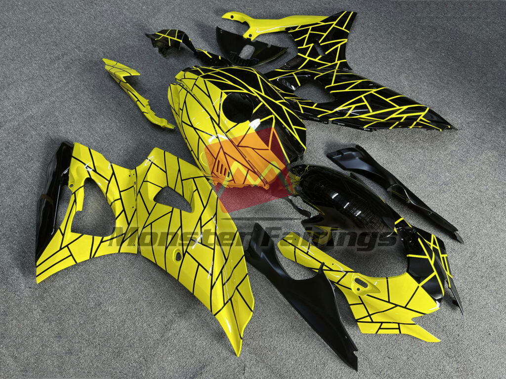 Yellow and Black Split Pattern ABS fairings for Yamaha R7 2021 - 2025 - premium OEM fit kit by Monster Fairings