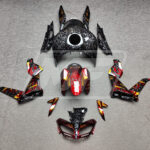 Yamaha MT09 2017 - 2019 Gloss Forged Carbon Fiber Red & Gold Pattern ABS fairings - custom motorcycle bodywork kit by Monster Fairings