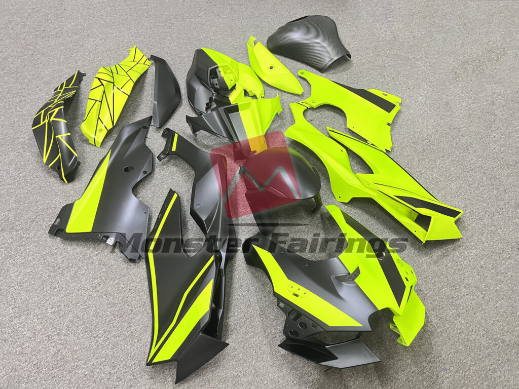 Matte Black & and Green Split ABS fairings for Kawasaki ZX10R 2021 - 2025 - premium OEM fit kit by Monster Fairings