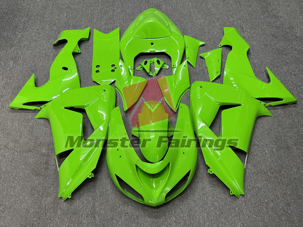 Kawasaki ZX10R 2006 - 2007 Gloss Lime Green ABS fairings - custom motorcycle bodywork kit by Monster Fairings
