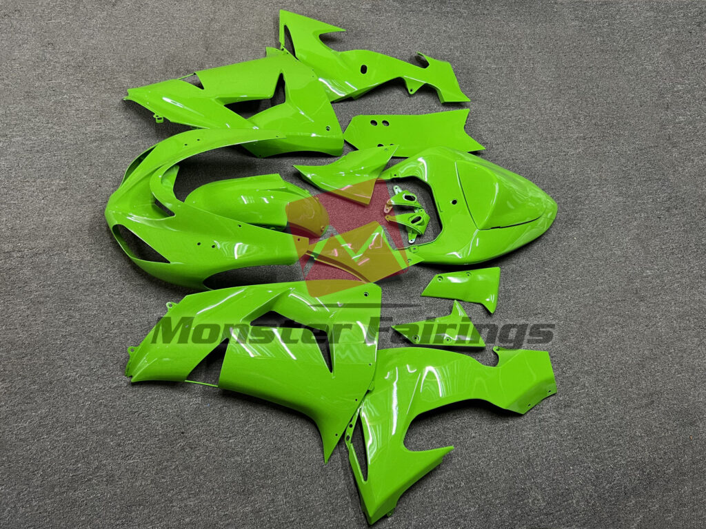 2006 - 2007 Kawasaki ZX10R Gloss Lime Green fairing set - ABS injection, custom painted by Monster Fairings