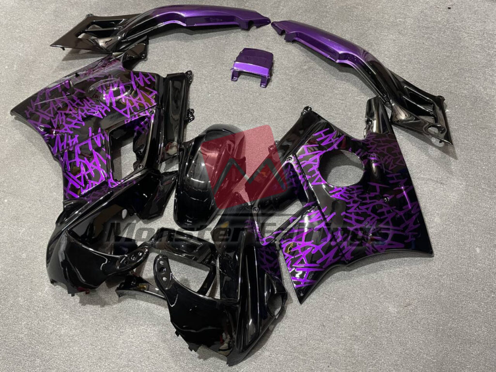 Honda CBR600 F2 custom ABS fairings 1991 - 1994 in Gloss Black & and Purple - durable replacement kit, Monster Fairings