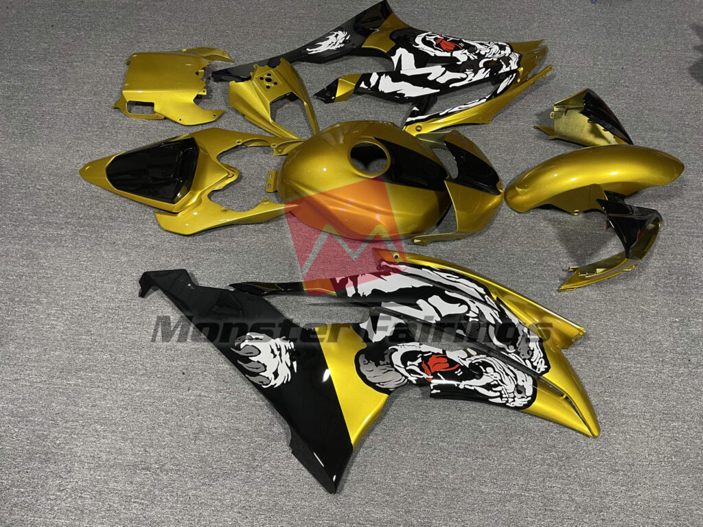 2008 - 2016 Yamaha R6 Gold and Black fairing set - ABS injection, custom painted by Monster Fairings