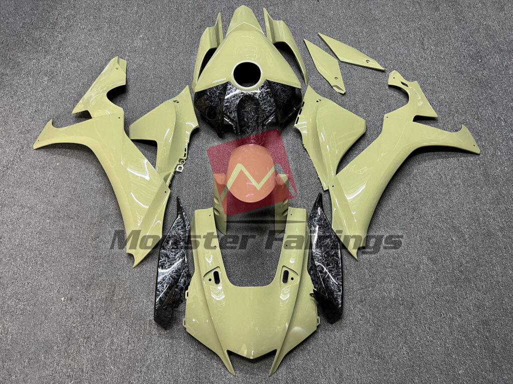 Yamaha R1 2020 - 2025 Desert Tan Forged Carbon Style ABS fairings - custom motorcycle bodywork kit by Monster Fairings