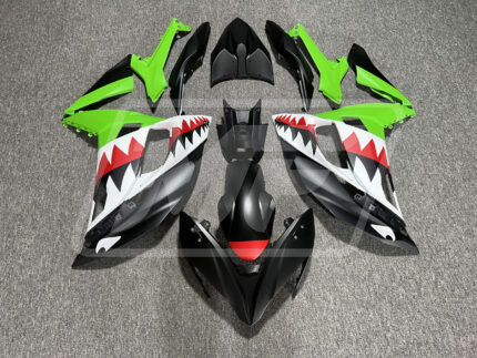 Kawasaki Ninja 650R 2017-2019 Matte Green & Black Shark ABS Fairings | Monster Fairings