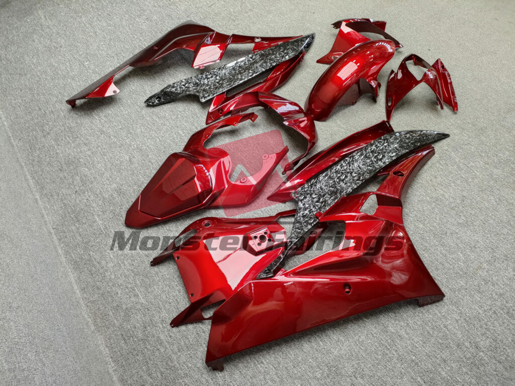 Gloss Maroon Red with Forged Carbon Fiber Style ABS fairings for Yamaha R6 2006 - 2007 - premium OEM fit kit by Monster Fairings