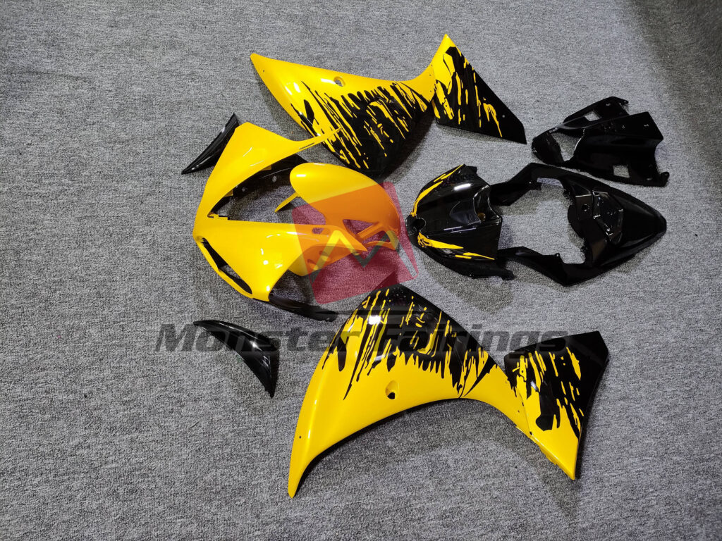 Yamaha R1 custom ABS fairings 2009 - 2011 in Black and Yellow - durable replacement kit, Monster Fairings