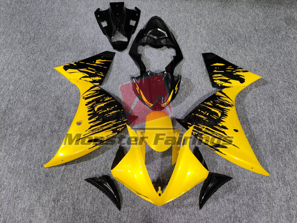 Yamaha R1 2009 - 2011 Black and Yellow ABS fairings - custom motorcycle bodywork kit by Monster Fairings