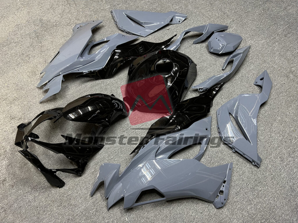 Nardo Gray and Black ABS fairings for Kawasaki ZX6R 2019 - 2023 - premium OEM fit kit by Monster Fairings