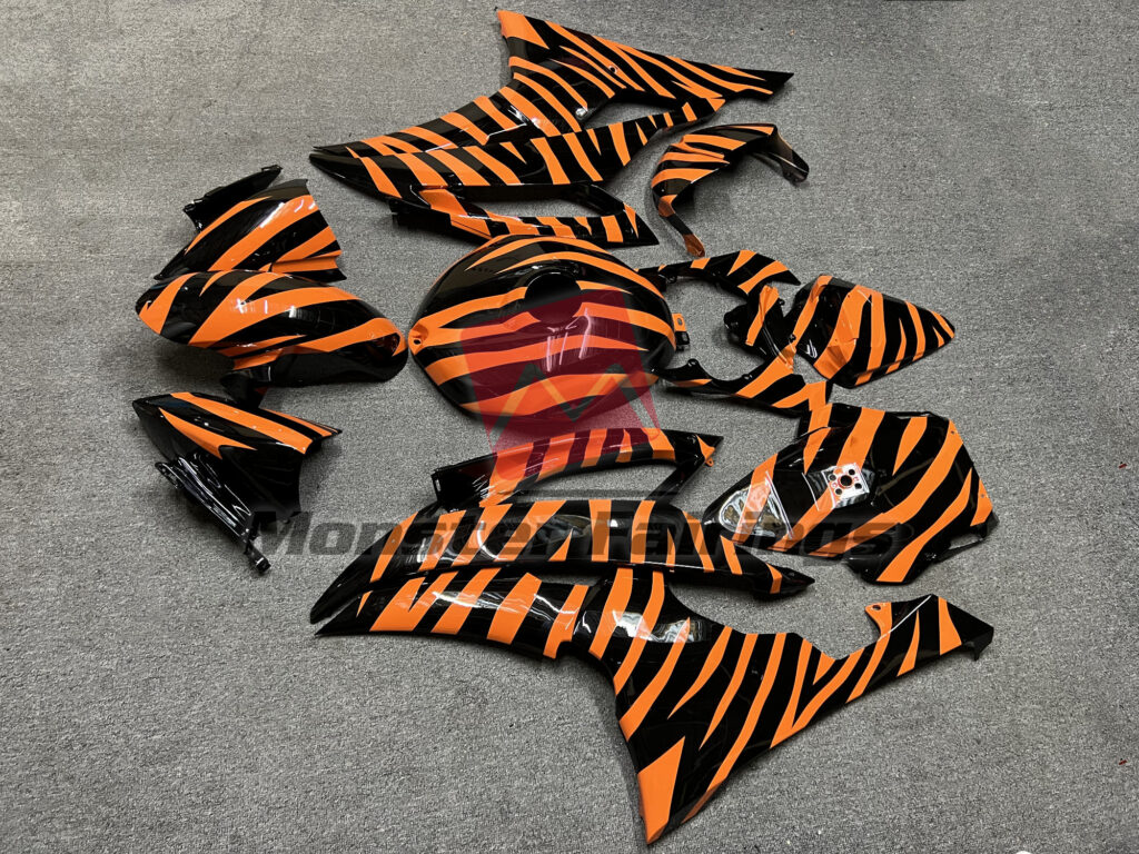 Yamaha R6 custom ABS fairings 2008 - 2016 in Black and Orange Zebra Race - durable replacement kit, Monster Fairings