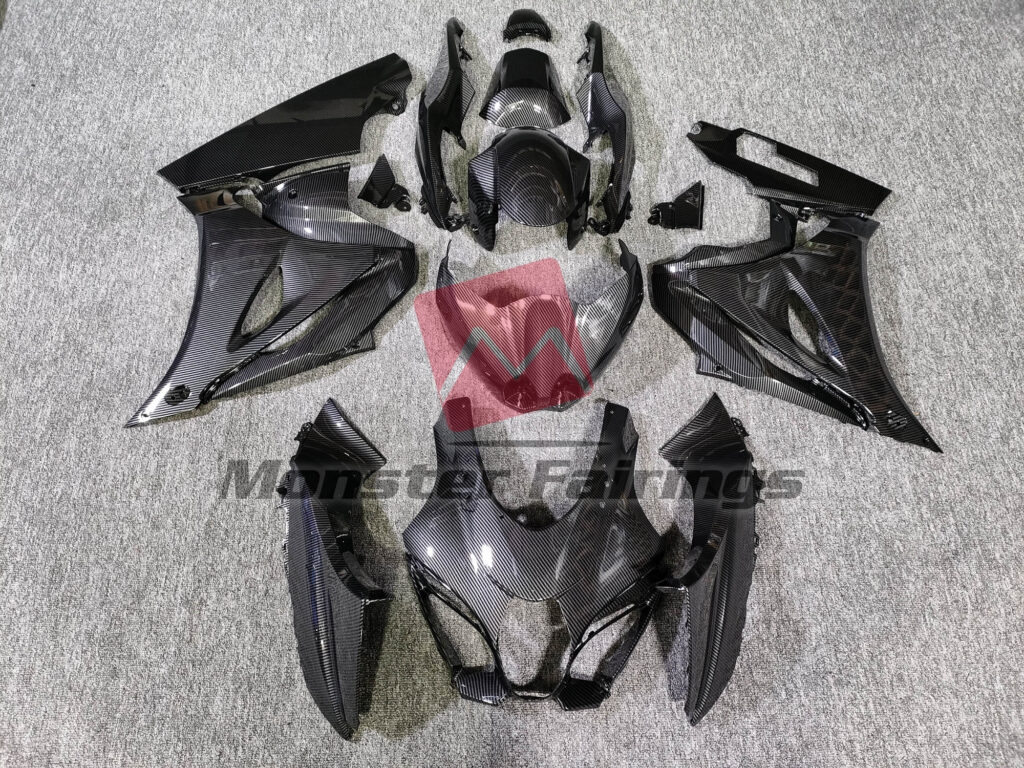 Suzuki GSXR 1000 2017 - 2025 Gloss Carbon Fiber Style ABS fairings - custom motorcycle bodywork kit by Monster Fairings