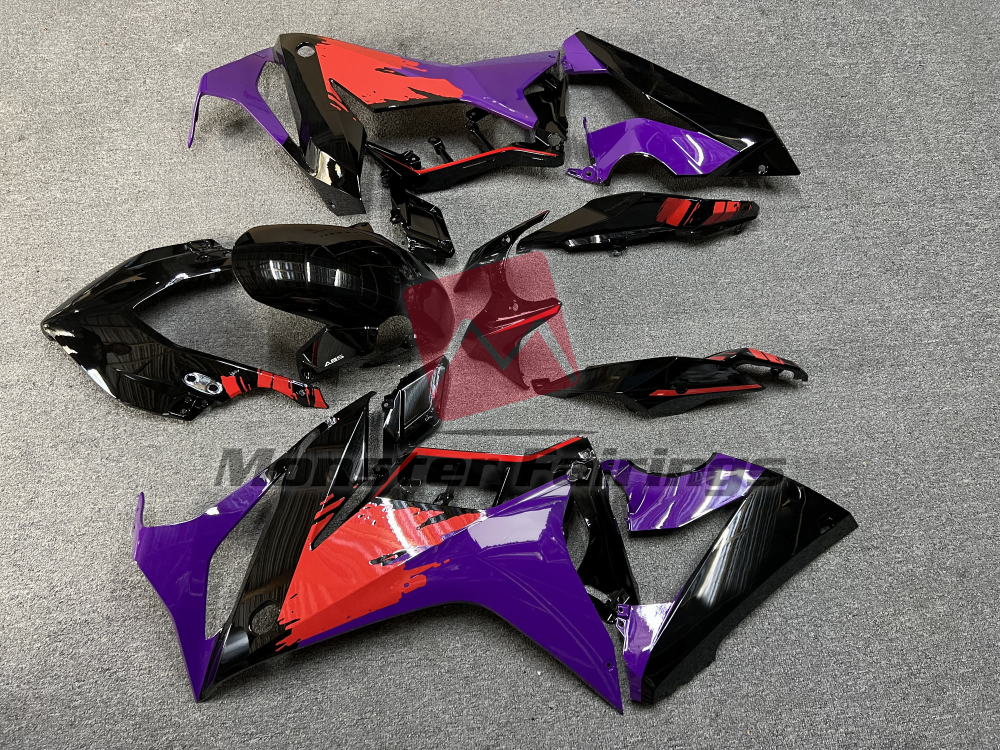 2021 - 2023 Honda CBR650R Gloss Black & and Purple with Red fairing set - ABS injection, custom painted by Monster Fairings