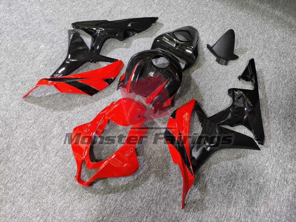 Gloss Black with Red ABS fairings for Honda CBR600RR 2007 - 2008 - premium OEM fit kit by Monster Fairings