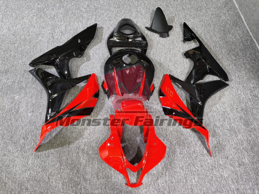 Honda CBR600RR 2007 - 2008 Gloss Black with Red ABS fairings - custom motorcycle bodywork kit by Monster Fairings