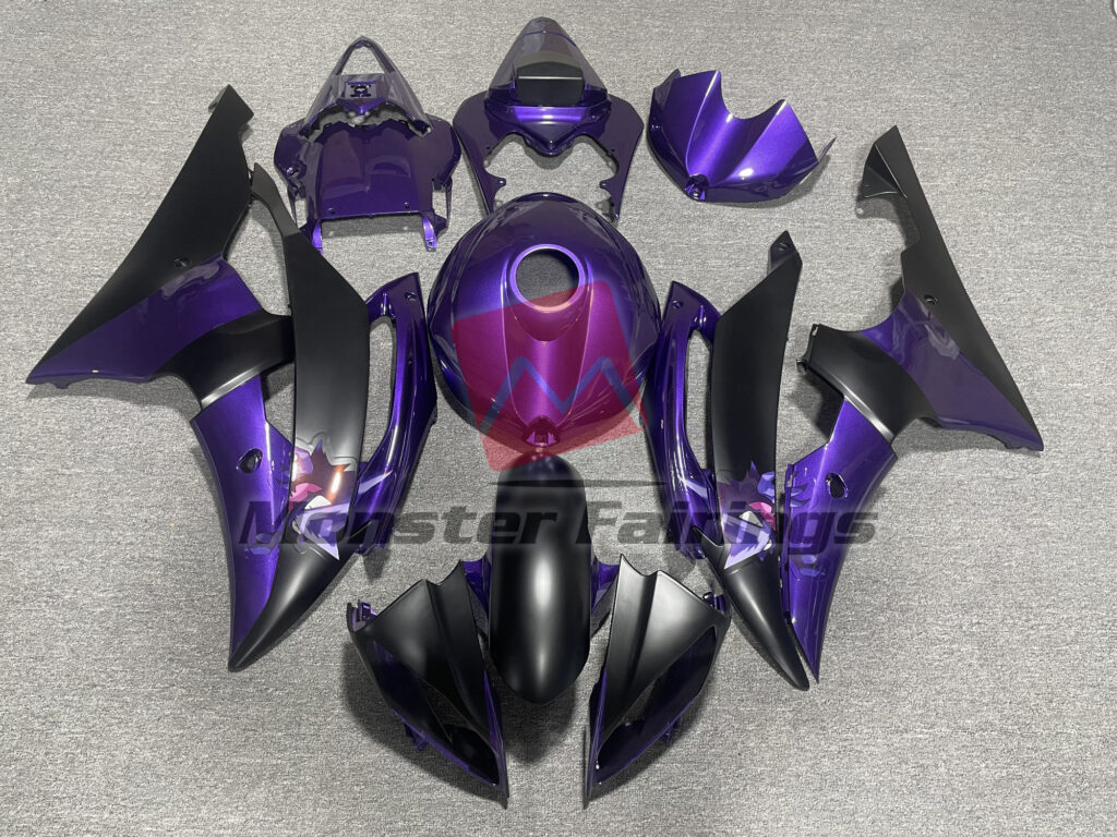 Yamaha R6 2008 - 2016 Purple & and Matte Black Anime ABS fairings - custom motorcycle bodywork kit by Monster Fairings