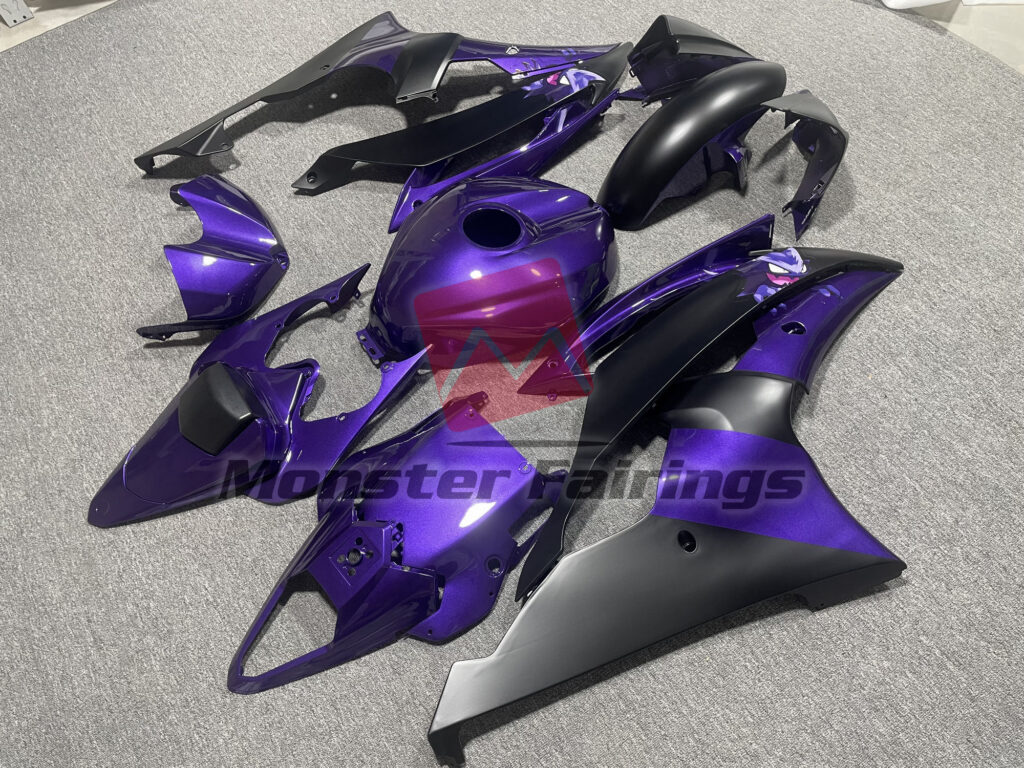 2008 - 2016 Yamaha R6 Purple & and Matte Black Anime fairing set - ABS injection, custom painted by Monster Fairings