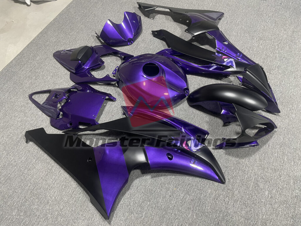 Yamaha R6 custom ABS fairings 2008 - 2016 in Purple & and Matte Black Anime - durable replacement kit, Monster Fairings