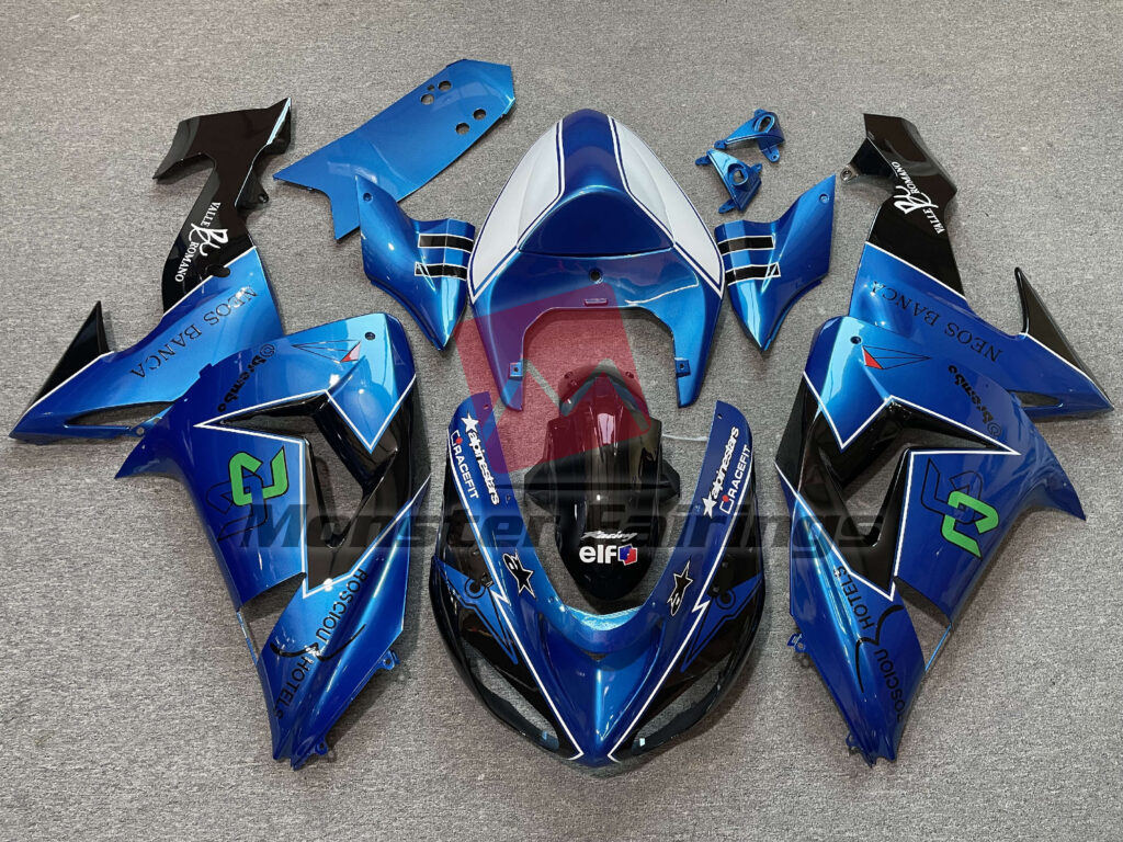 Kawasaki ZX10R 2006 - 2007 Blue, Black and White ABS fairings - custom motorcycle bodywork kit by Monster Fairings