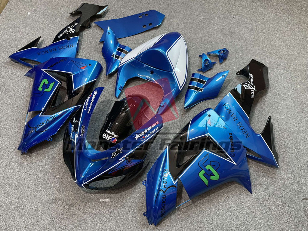 Blue, Black and White ABS fairings for Kawasaki ZX10R 2006 - 2007 - premium OEM fit kit by Monster Fairings