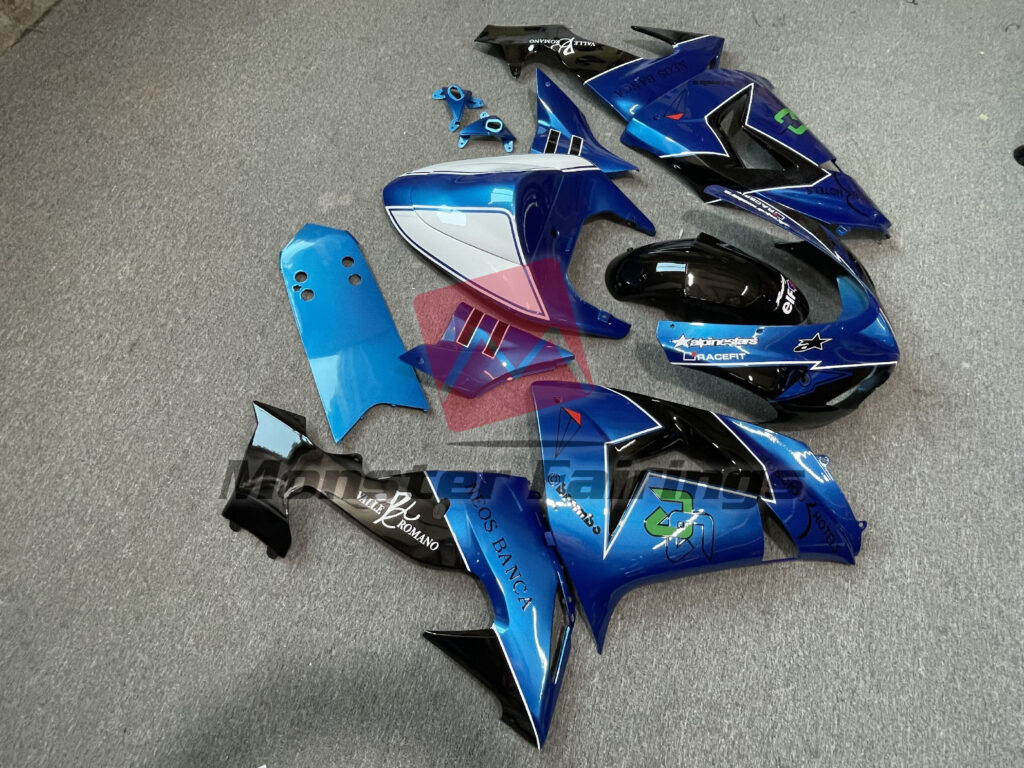 Kawasaki ZX10R custom ABS fairings 2006 - 2007 in Blue, Black and White - durable replacement kit, Monster Fairings