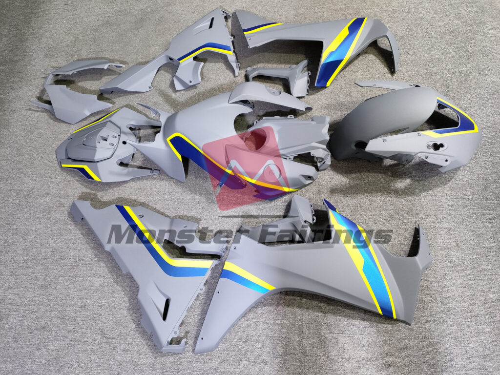 2017 - 2025 Honda CBR1000RR Nardo Gray with Blue and Yellow fairing set - ABS injection, custom painted by Monster Fairings