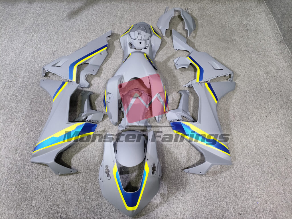 Honda CBR1000RR 2017 - 2025 Nardo Gray with Blue and Yellow ABS fairings - custom motorcycle bodywork kit by Monster Fairings
