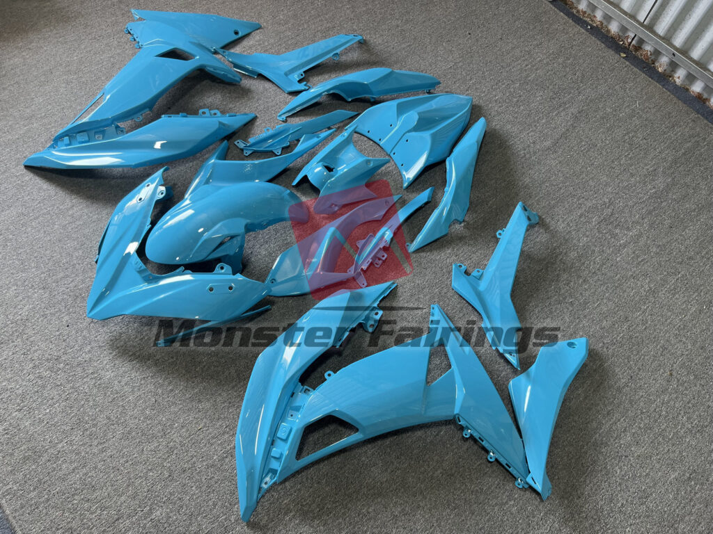 Kawasaki Ninja 650R custom ABS fairings 2017 - 2019 in Gloss Light Blue - durable replacement kit, Monster Fairings
