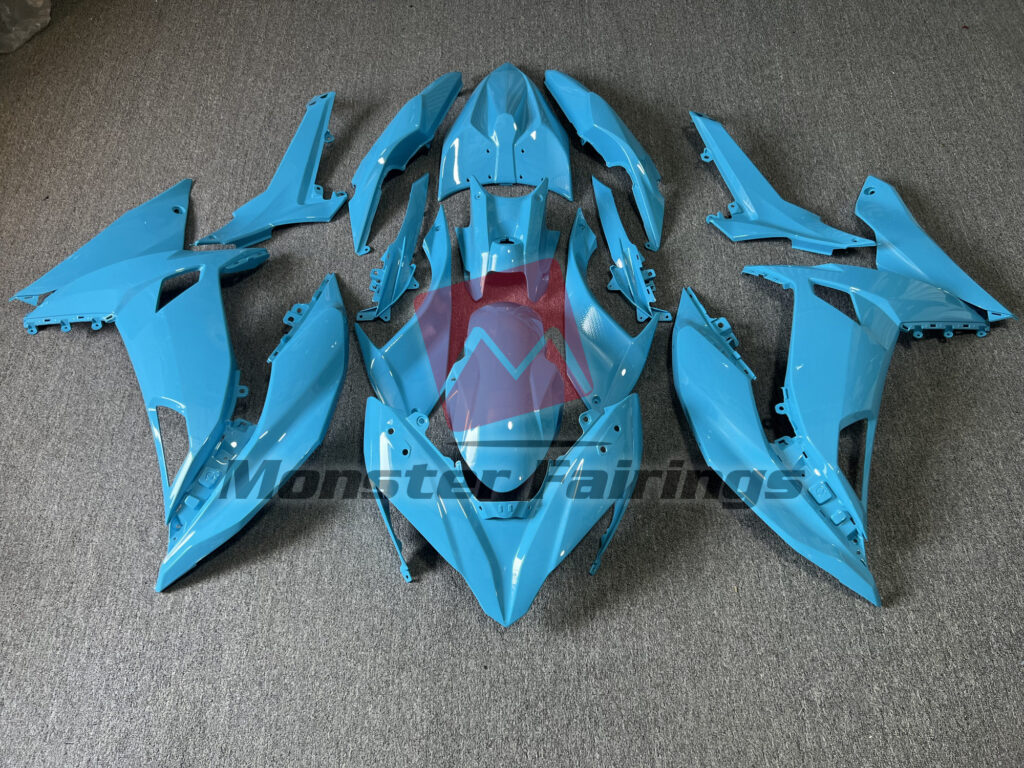Kawasaki Ninja 650R 2017 - 2019 Gloss Light Blue ABS fairings - custom motorcycle bodywork kit by Monster Fairings