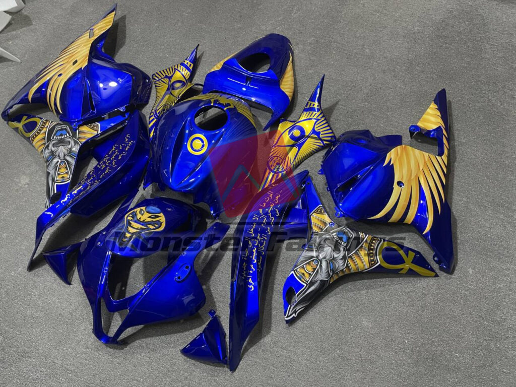 Honda CBR600RR custom ABS fairings 2009 - 2012 in Royal Blue with Gold Accents - durable replacement kit, Monster Fairings