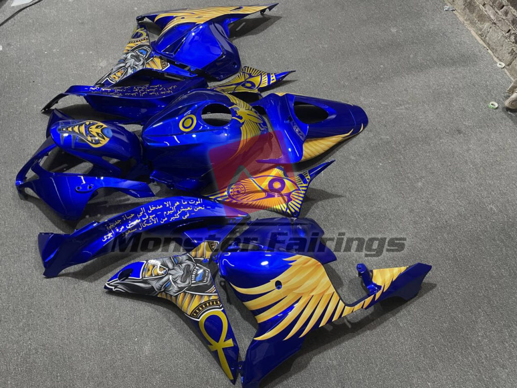 2009 - 2012 Honda CBR600RR Royal Blue with Gold Accents fairing set - ABS injection, custom painted by Monster Fairings