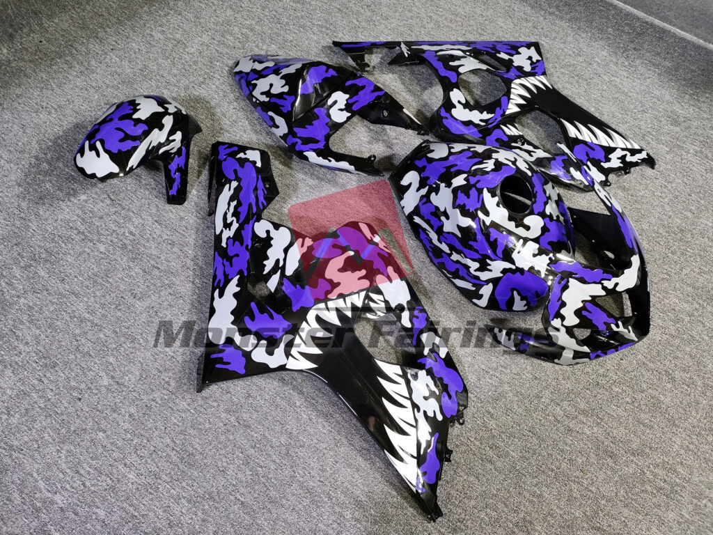 Suzuki GSXR 600 - 750 custom ABS fairings 2004 - 2005 in Purple Camo Shark - durable replacement kit, Monster Fairings